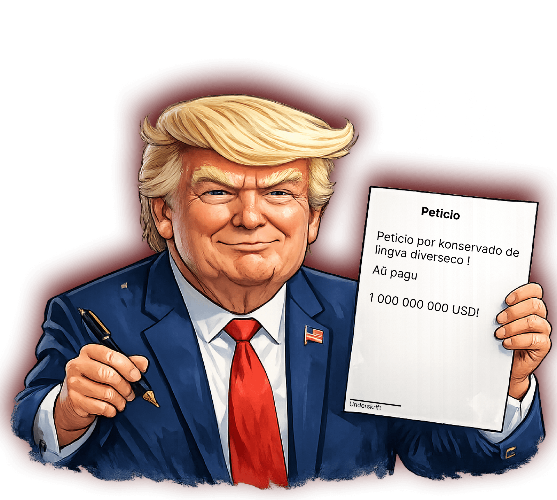 Trump's holding a sign